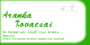 aranka kovacsai business card